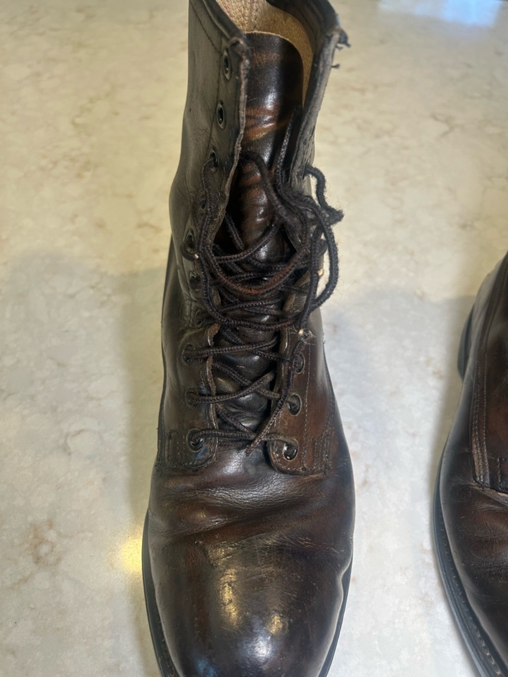 Vintage HH Brown Shoe Co Steel Toe Combat Boots Men’s 9 Brown Lace Up - Picture 6 of 8